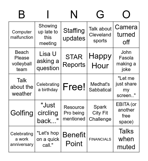 2022 May Middle Market Meeting Bingo Card