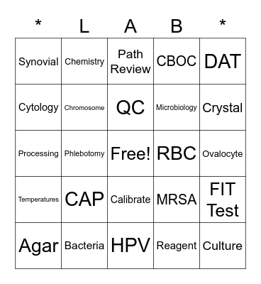 CAVHS Lab Week 2022 Bingo Card