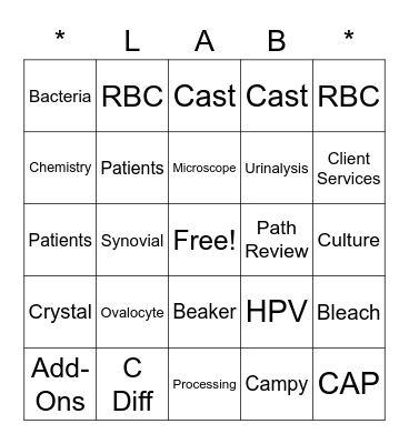 CAVHS Lab Week 2022 Bingo Card