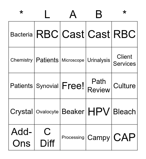 CAVHS Lab Week 2022 Bingo Card