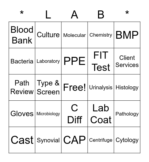 CAVHS Lab Week 2022 Bingo Card