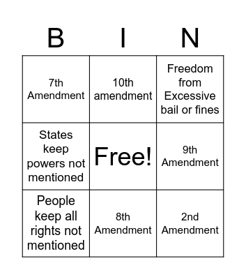 Bill of Rights Bingo! Bingo Card