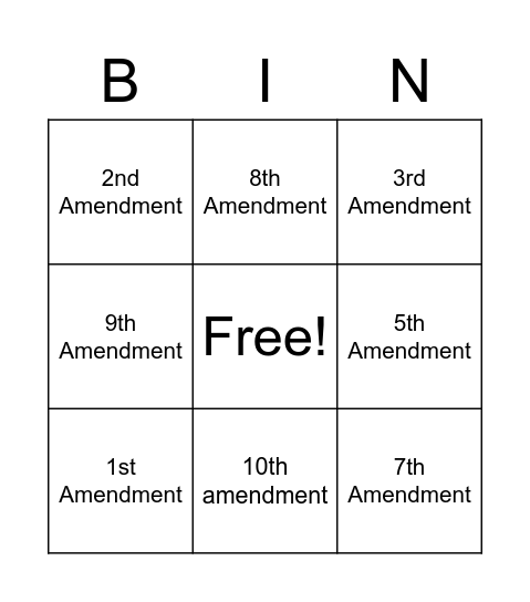 Bill of Rights Bingo! Bingo Card