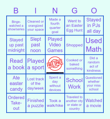 Spring Break Check-In Bingo Card