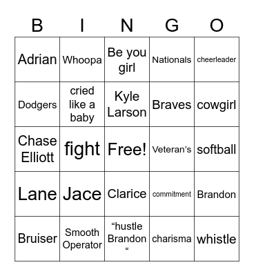 Brashear After Prom Bingo Card