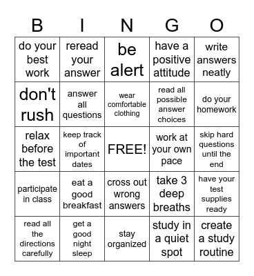 STUDY Bingo Card