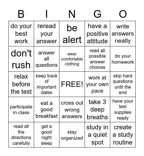 STUDY Bingo Card