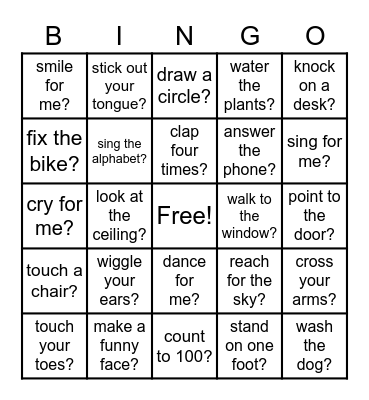 Can You Please ~ ? Bingo Card