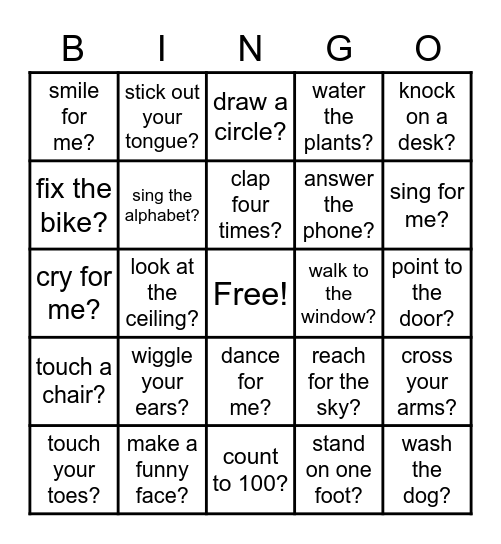 Can You Please ~ ? Bingo Card
