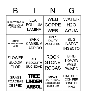 NATURE RESERVE BINGO Card