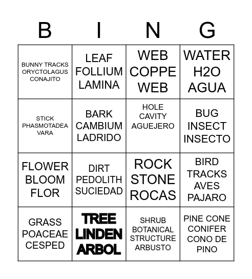 NATURE RESERVE BINGO Card