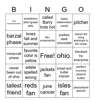 afelles red flags Bingo Card