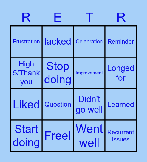 RETRO! Bingo Card