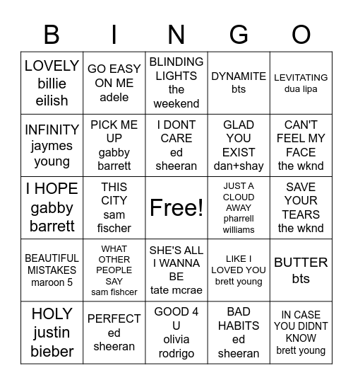Mikayla Bingo Card