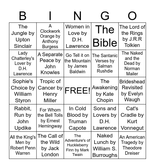 Banned Book Week Bingo Card