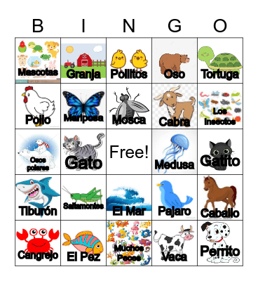 Animales Loteria Bingo Card