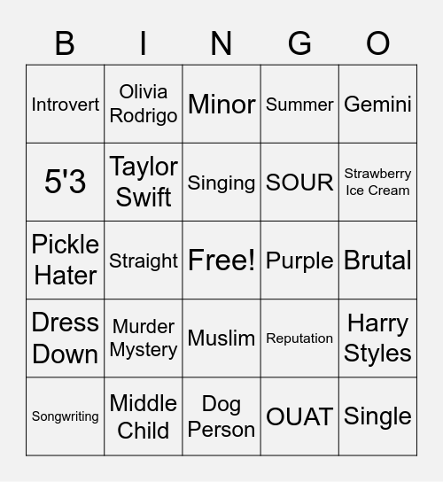 Zunaira ;) Bingo Card