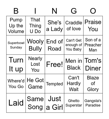 90's Movie Soundtracks Bingo Card