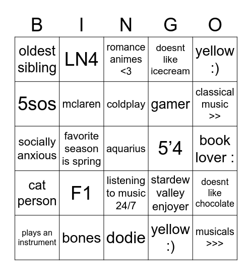 kromls Bingo Card