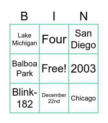 Zego Birthday Bingo Card