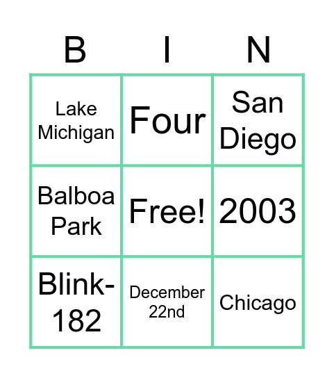 Zego Birthday Bingo Card
