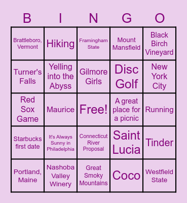 Morgan's Bridal Shower Bingo Card