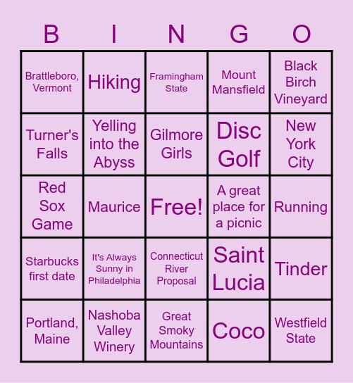 Morgan's Bridal Shower Bingo Card