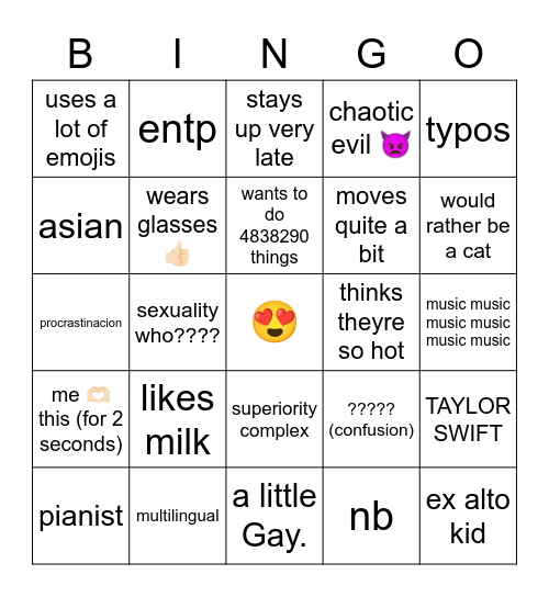 yo yo chicken no Bingo Card