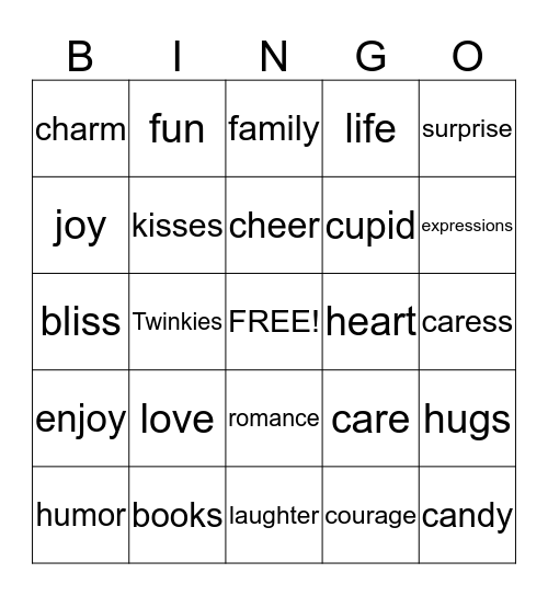 love Bingo Card