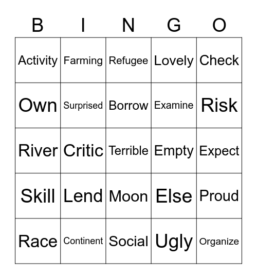 Bingo Card