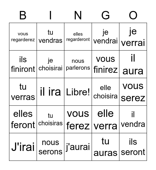 French 2 Ch. 6 Découvrons 1 - J. Bowers Bingo Card