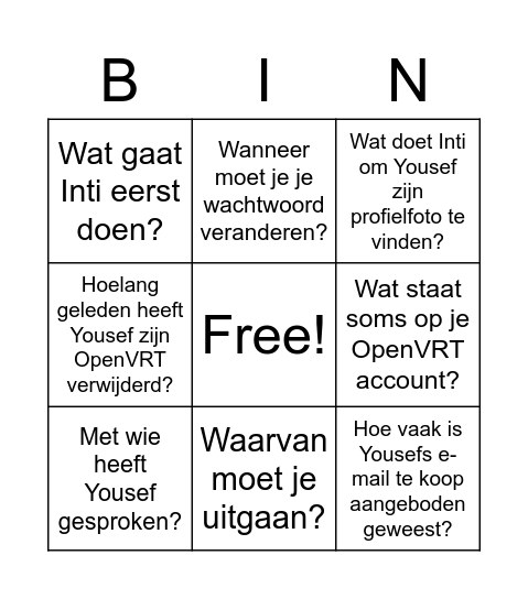 gericht luisteren! Bingo Card