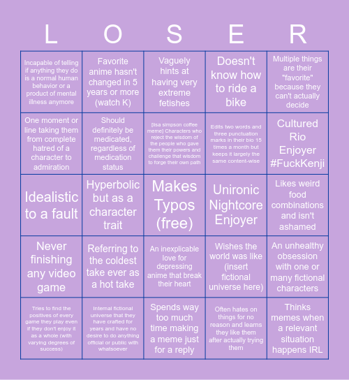 Brie's Bingo Card