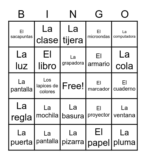 Los Objetivos de La Clase Bingo Card
