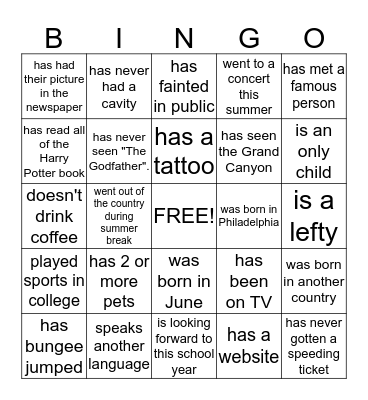 FIND SOMEONE WHO... Bingo Card
