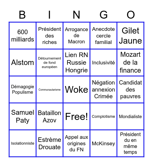Macron vs Le Pen - Le retour Bingo Card