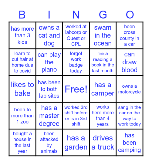 Lab Week 2022 Bingo Card