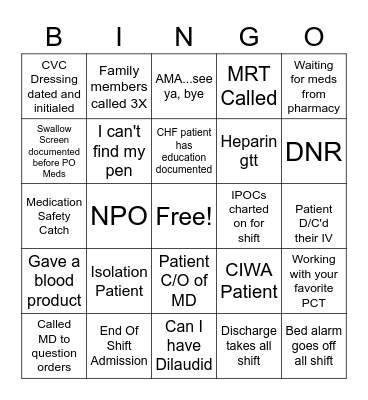 Nurses Week 2022 Bingo Card