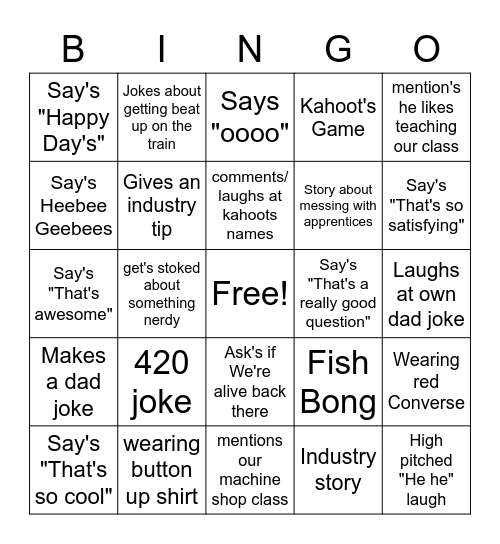 Jordan's Bingo Extravaganza Bingo Card