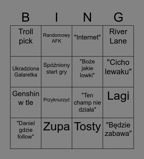 Mateusza Liga Bingo Card