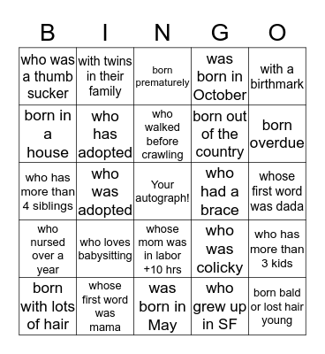 Get the autograph of someone.... Bingo Card