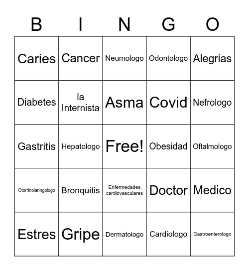 Spanish Cable Bingo Card