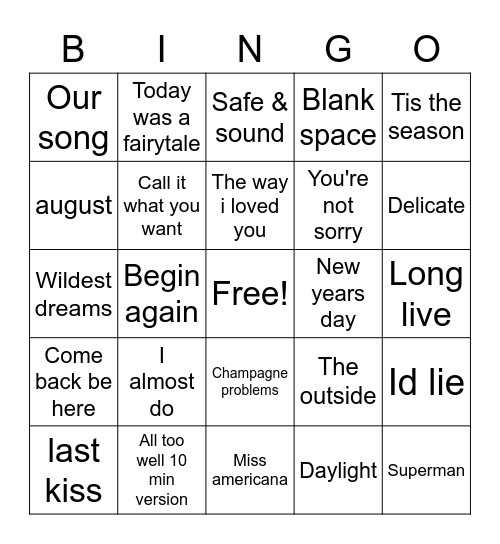 Rafa Bingo Card