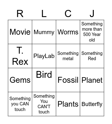 Field Museum Bingo Card