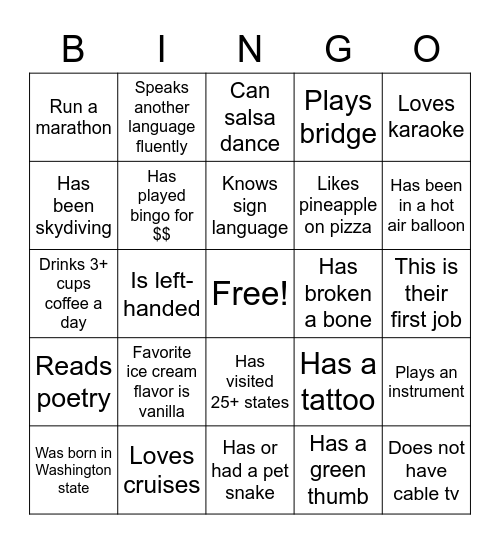 Bingo Take 2 Bingo Card