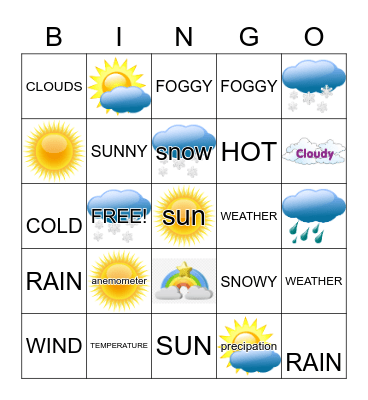 Weather Bingo Card