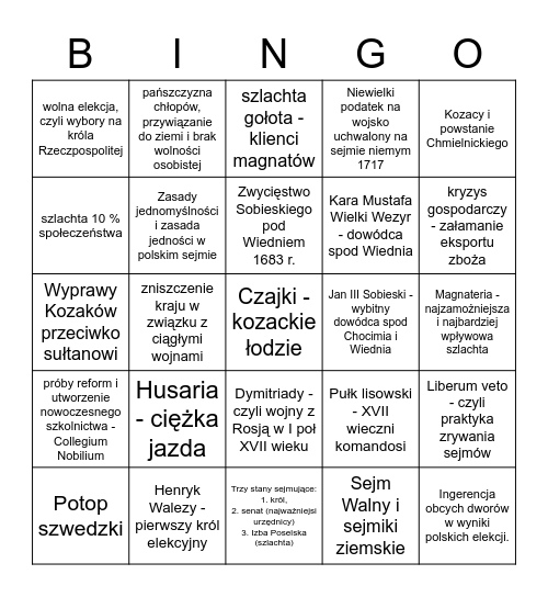 HISTORIA POLSKI Bingo Card