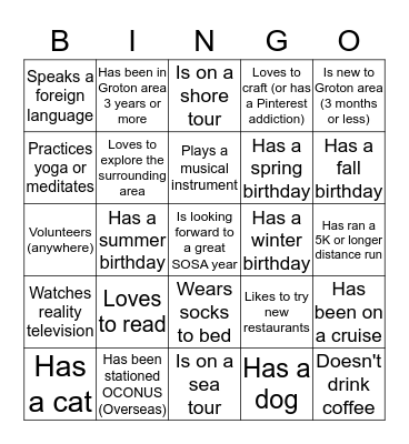 Find Someone Who Bingo Card