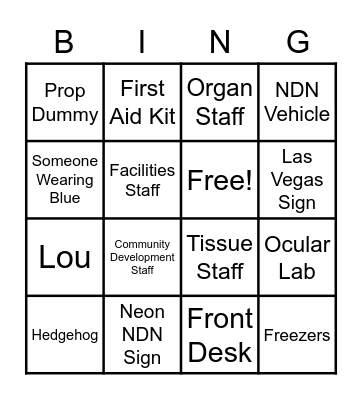 Campus Tour Bingo Card