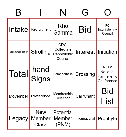 Untitled Bingo Card